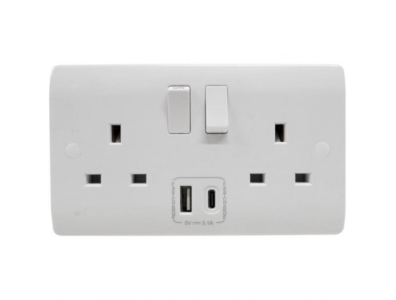 SL406USB  A/C   13A 2 GANG SOCKET