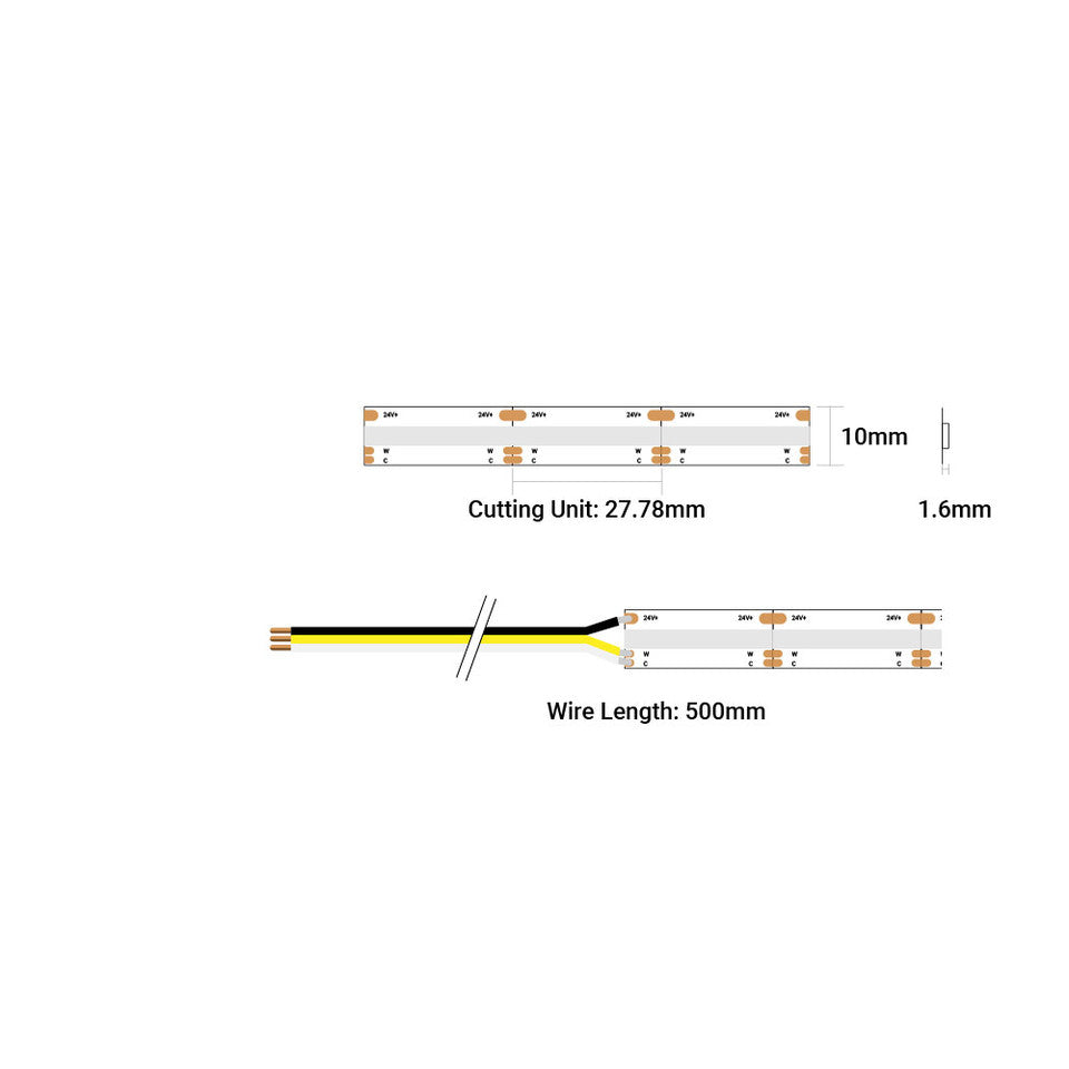 COB-CCT-DC24V-14W/m-10mm-608L-Ra>90